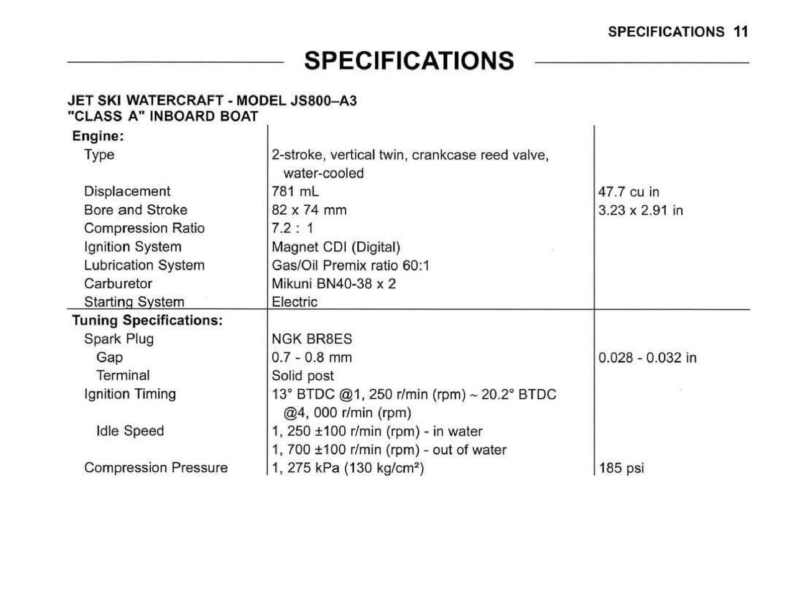 KAWASAKI JET SKI 800 SX-R Watercraft Owners Manual - WIRE BOUND - TOUGH COVERS