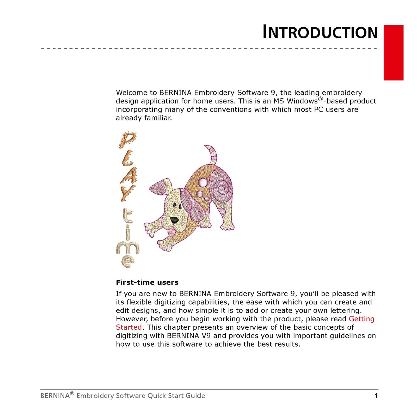 BERNINA Embroidery Software 9 Quick Start Guide Manual - WIRE BOUND - COVERS