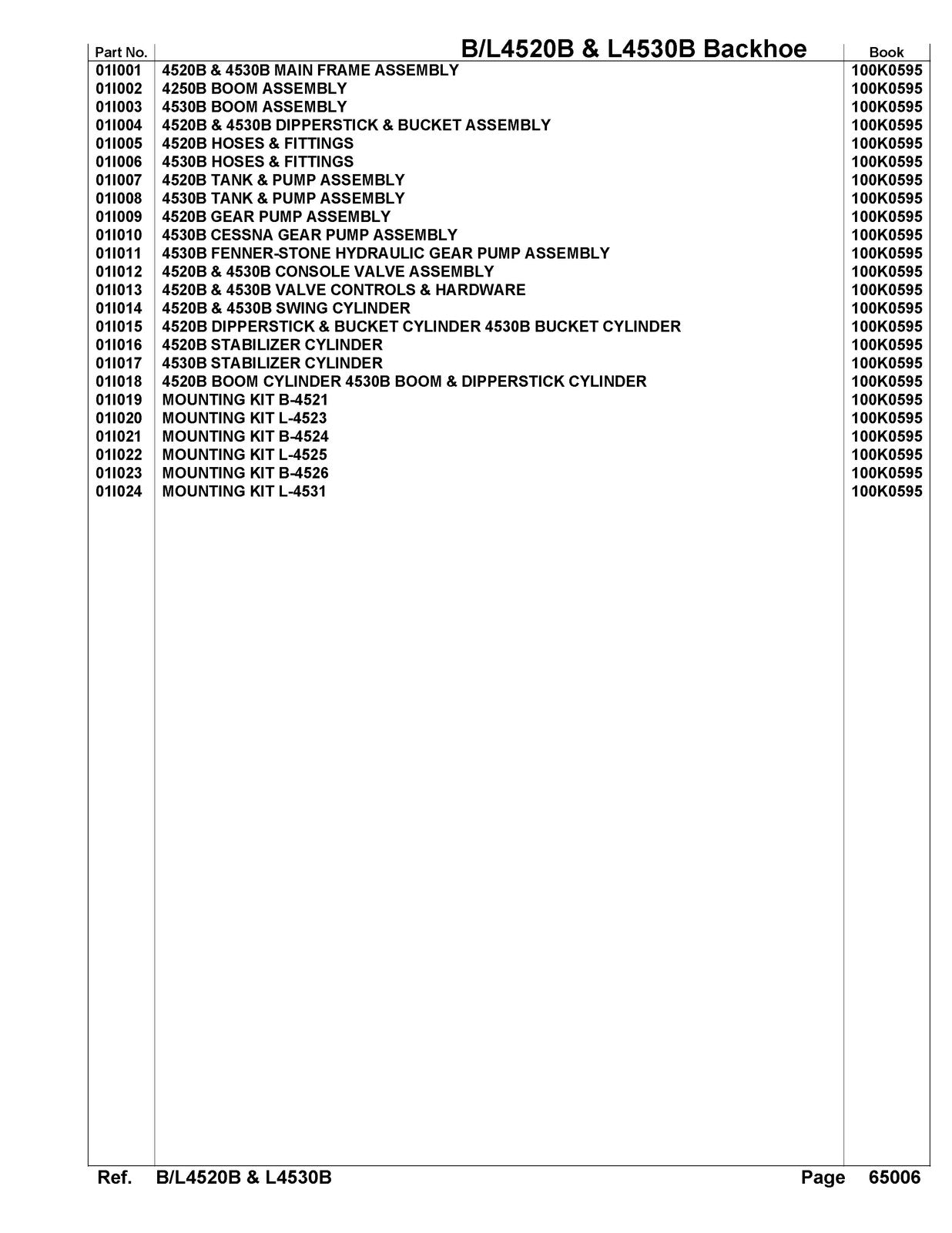 WOODS BL4520B L4530B Backhoe Illustrated Parts List Manual - WIRE BOUND - COVERS