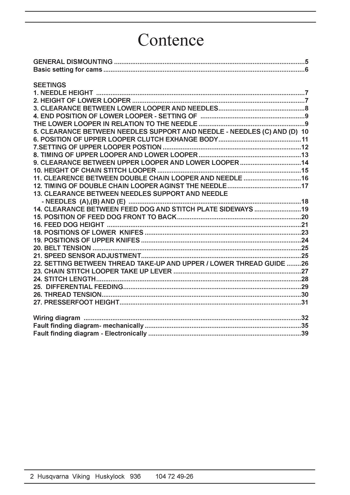HUSQVARNA VIKING Huskylock 936 Service Manual 2005 - WIRE BOUND - TOUGH COVERS
