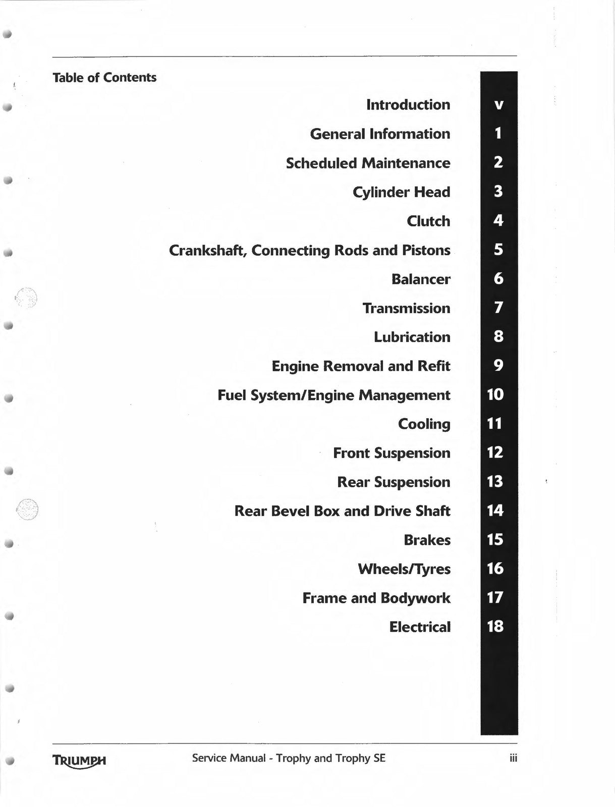 TRIUMPH Trophy Trophy SE Motorcycle Service Manual 2013-2016, FOLDOUTS