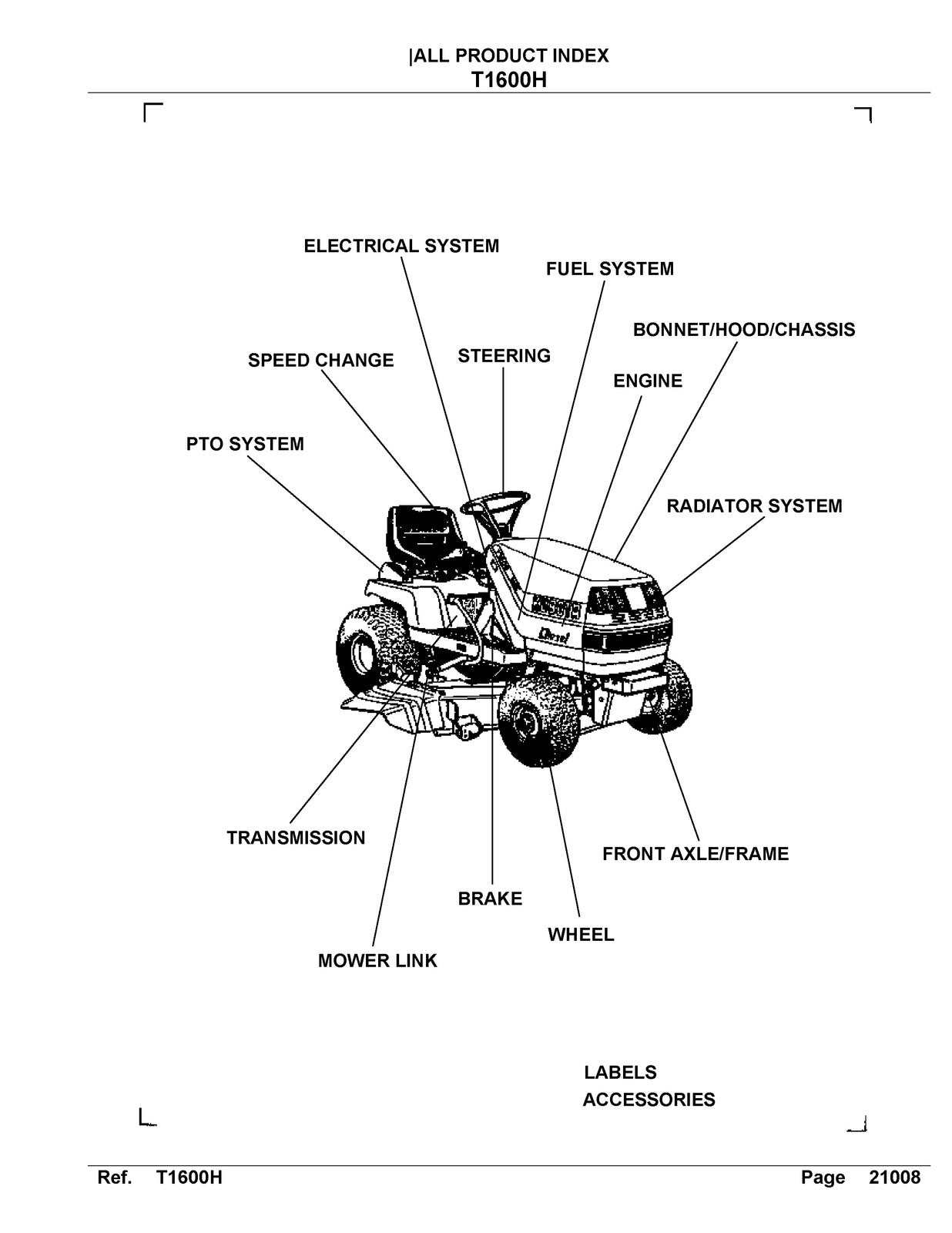 KUBOTA T1600H Parts Manual - STEEL WIRE BOUND - PROTECTIVE COVERS