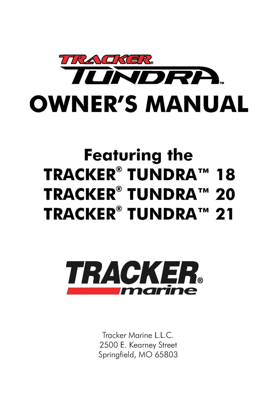 TRACKER TUNDRA Owners Manual Rev 6-2003 - STEEL WIRE BOUND - PROTECTIVE COVERS