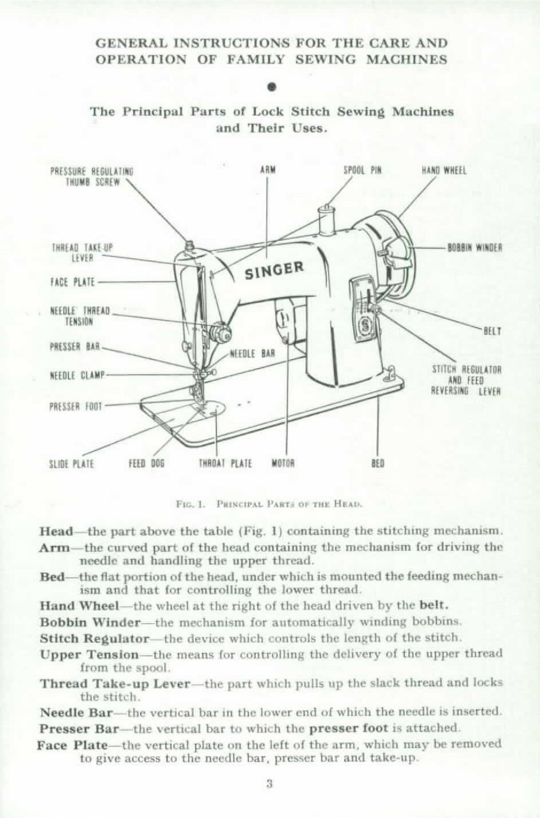 SINGER Family Sewing Machines Instruction Manual - WIRE BOUND - TOUGH COVERS