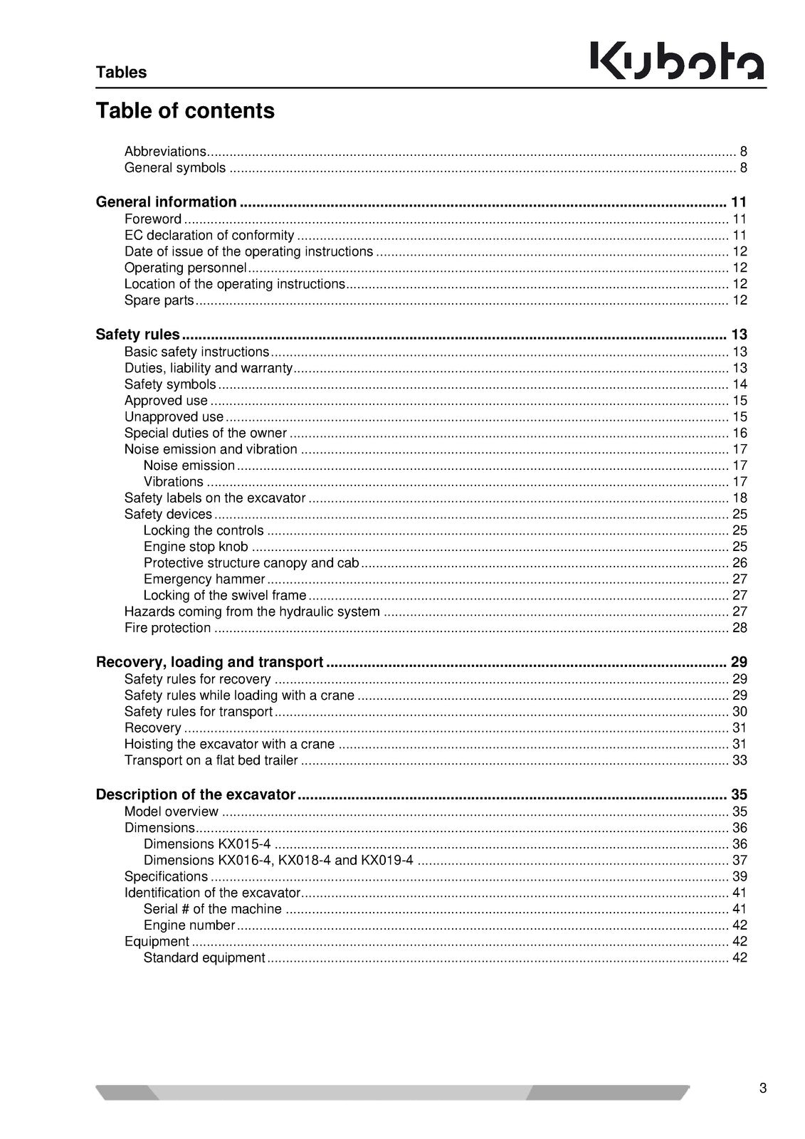 KUBOTA KX015-4 KX016-4 KX018-4 KX019-4 Excavator OPERATORS MANUAL - WIRE BOUND
