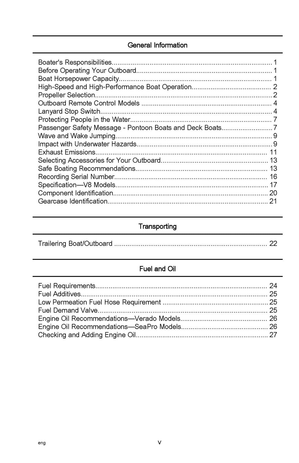 MERCURY VERADO V8, SeaPro V8 Operation Manual 2018 - WIRE BOUND - COVERS