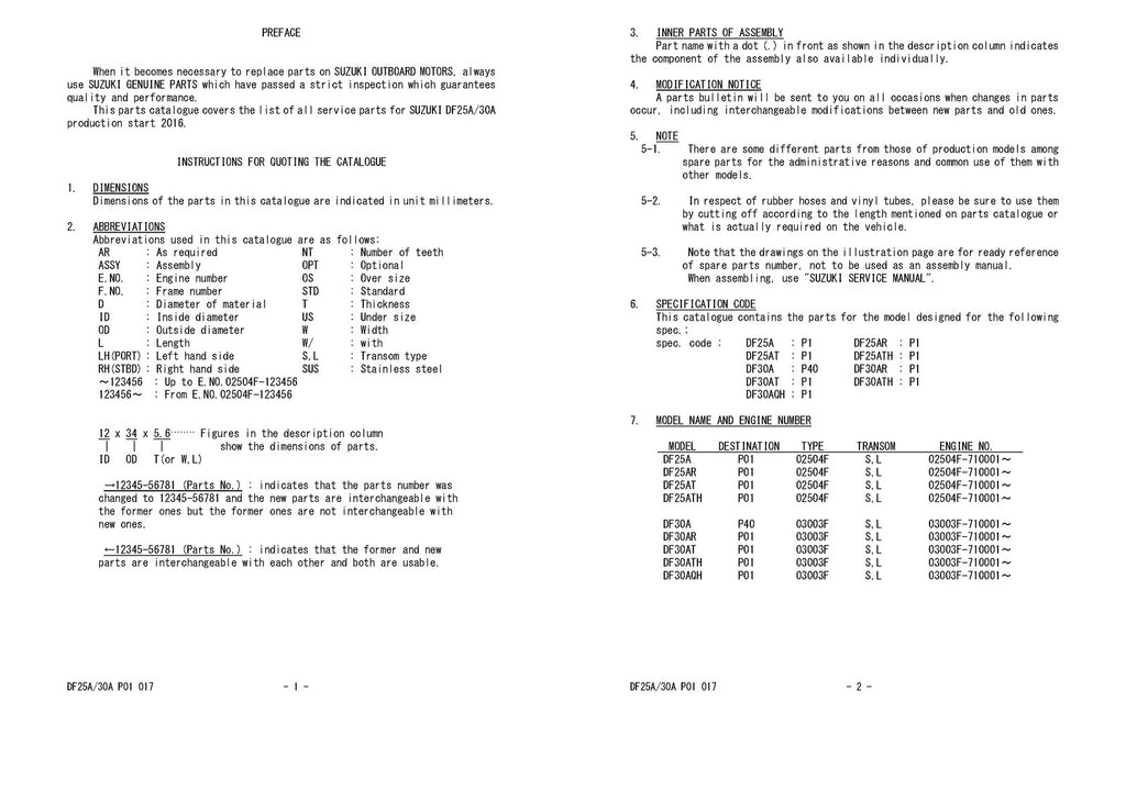 SUZUKI PARTS DF25A DF30A PARTS CATALOGUE - STEEL WIRE BOUND - PROTECTIVE COVERS