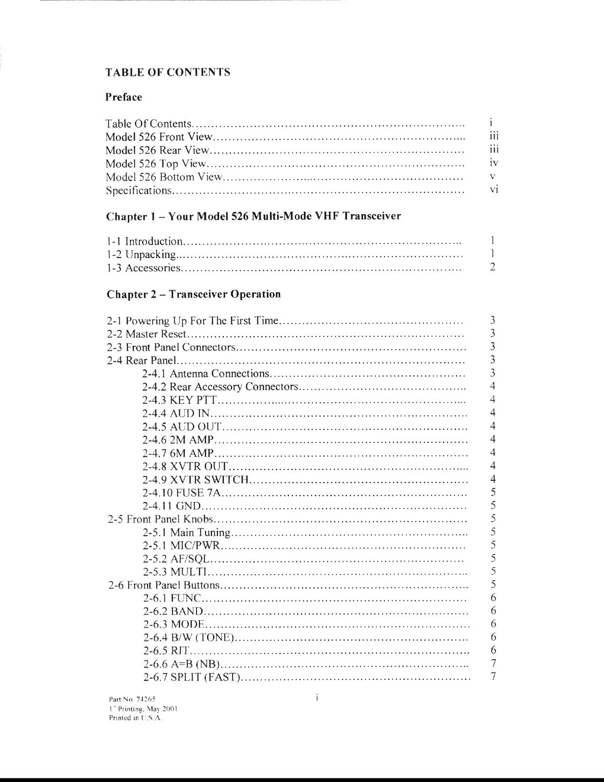 TEN TEC 6N2 Model 526 Operators Manual - STEEL WIRE BOUND - PROTECTIVE COVERS