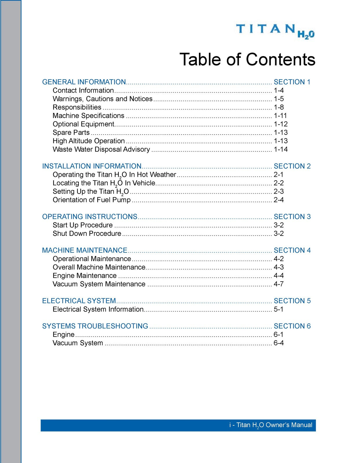 HYDRAMASTER Titan H2O Owners Manual 2012 - BOUND - COVERS - XL FOLDOUT PAGES