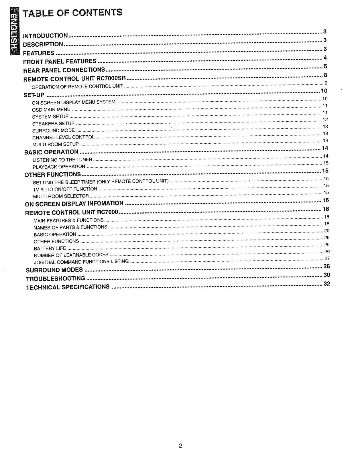 MARANTZ SR7000 AV Surround Receiver User Guide Manual - WIRE BOUND - COVERS