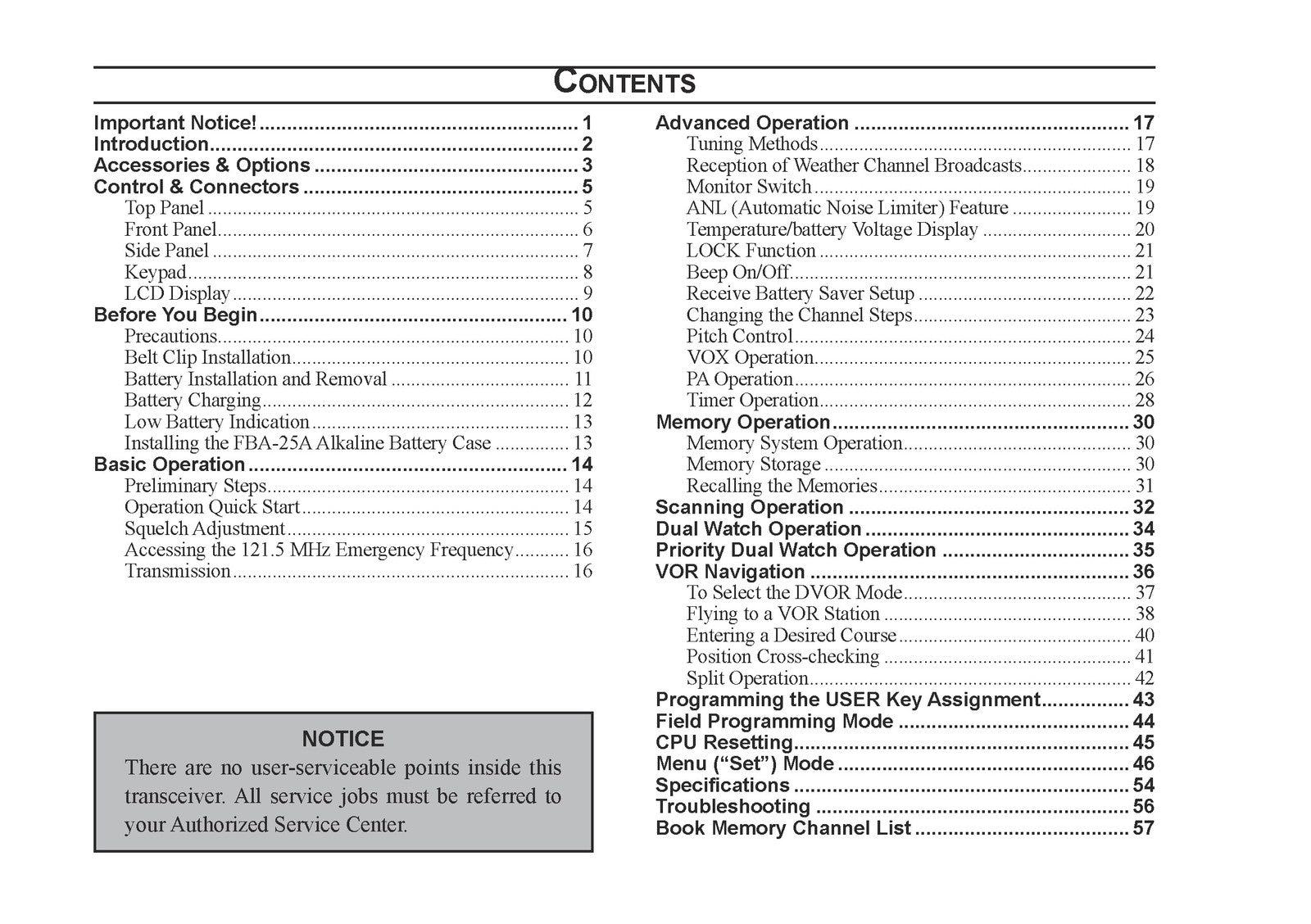YAESU FTA-310 Air Band Transceiver Operating Manual 2012 - WIRE BOUND - COVERS