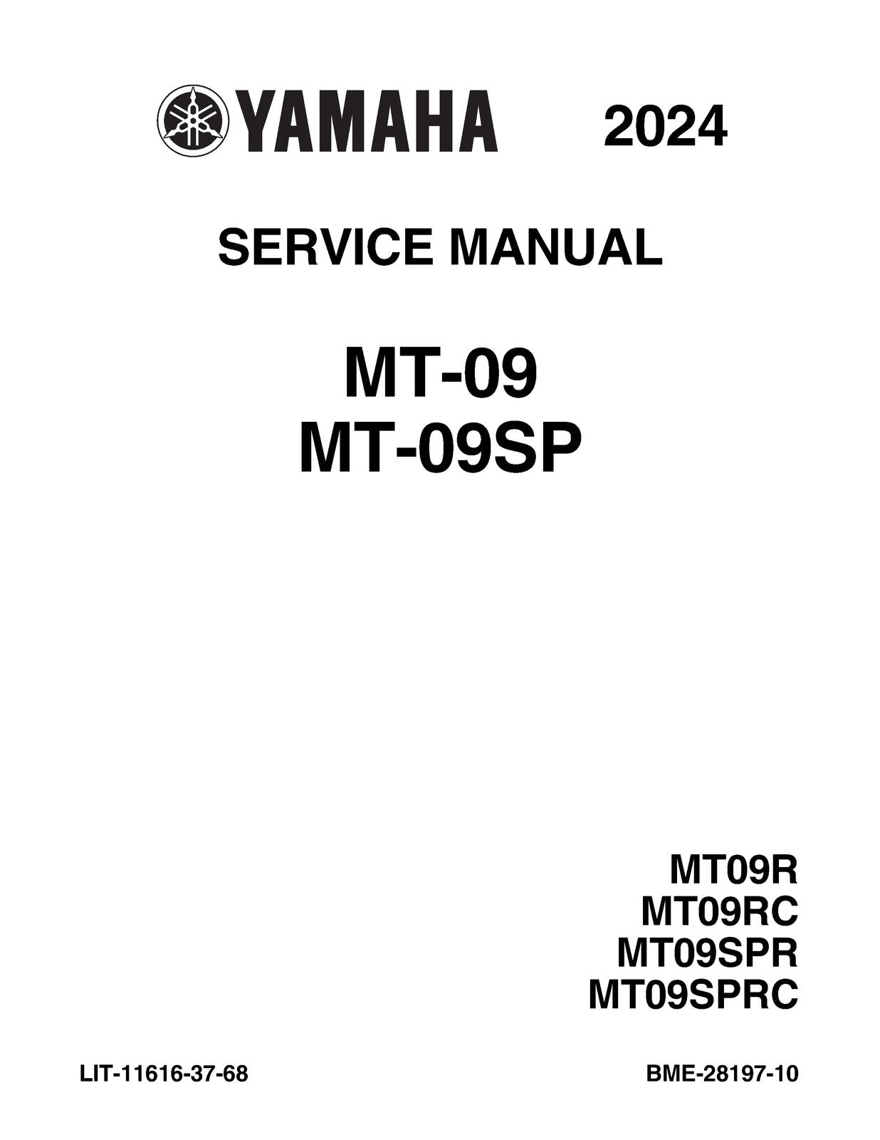 YAMAHA MT-09 MT-09 SP Motorcycle Service Manual 2024 - BOUND - COVERS - FOLDOUTS