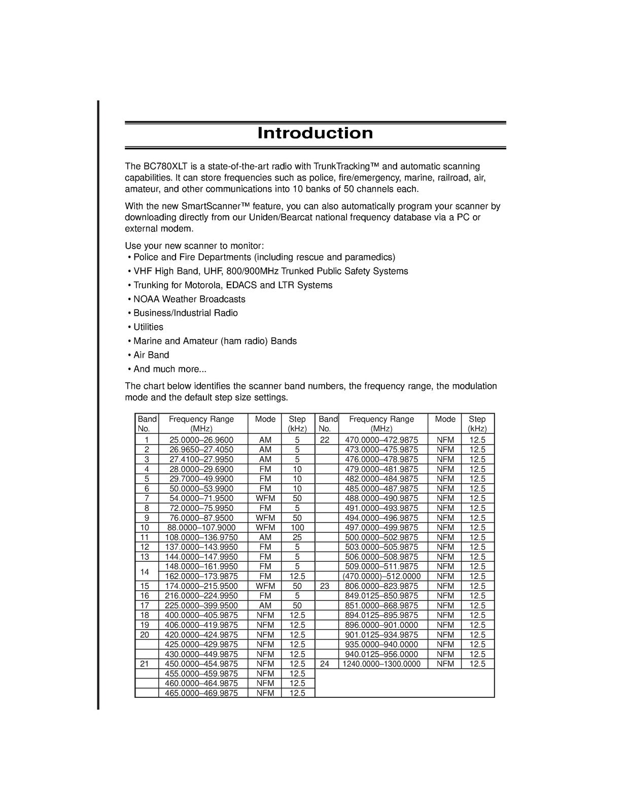 UNIDEN BEARCAT BC780XLT Trunk Tracker III Scanner Owners Manual - WIRE BOUND