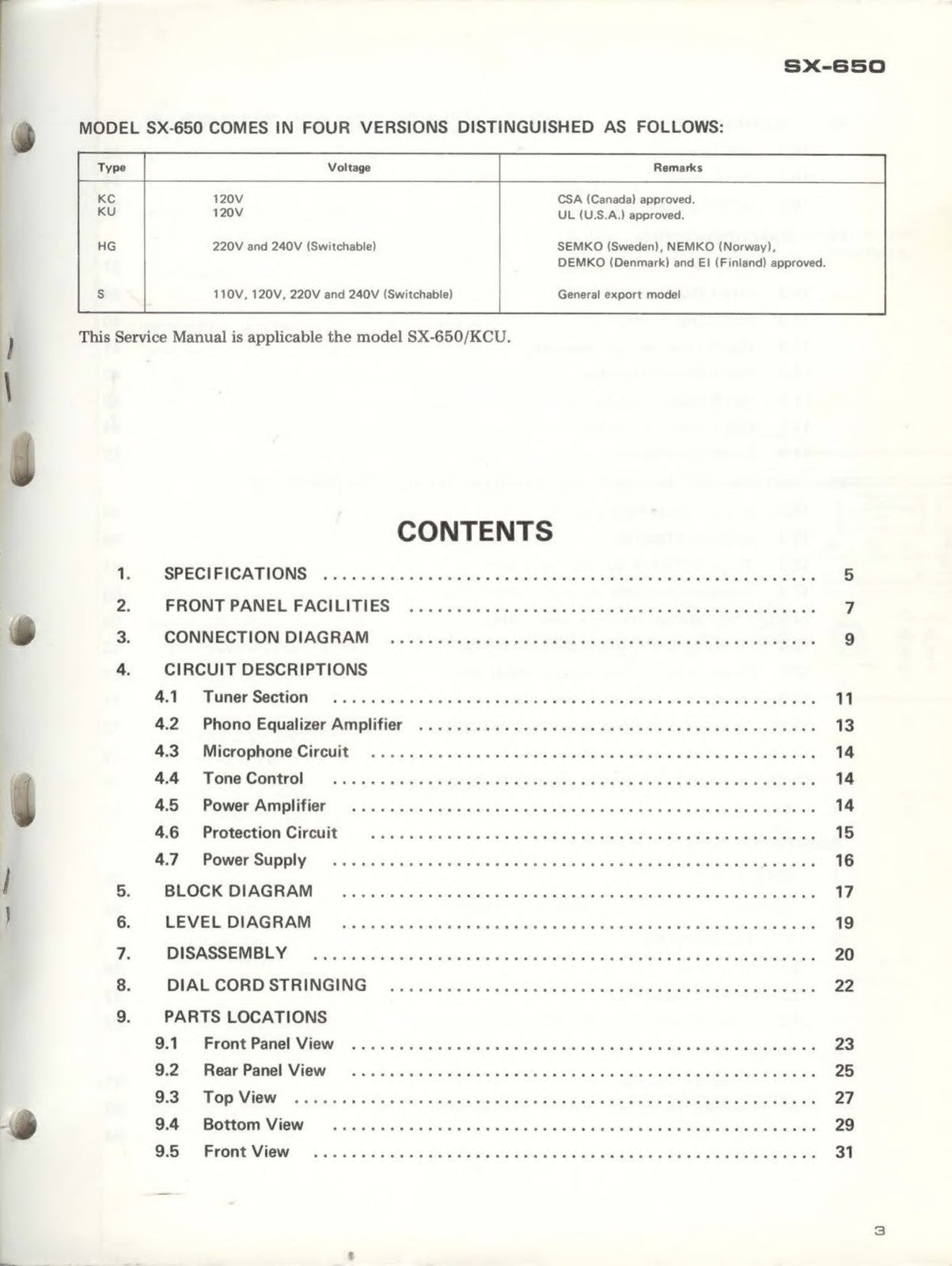 PIONEER SX-650 Stereo Receiver Service Manual - STEEL WIRE BOUND - TOUGH COVERS