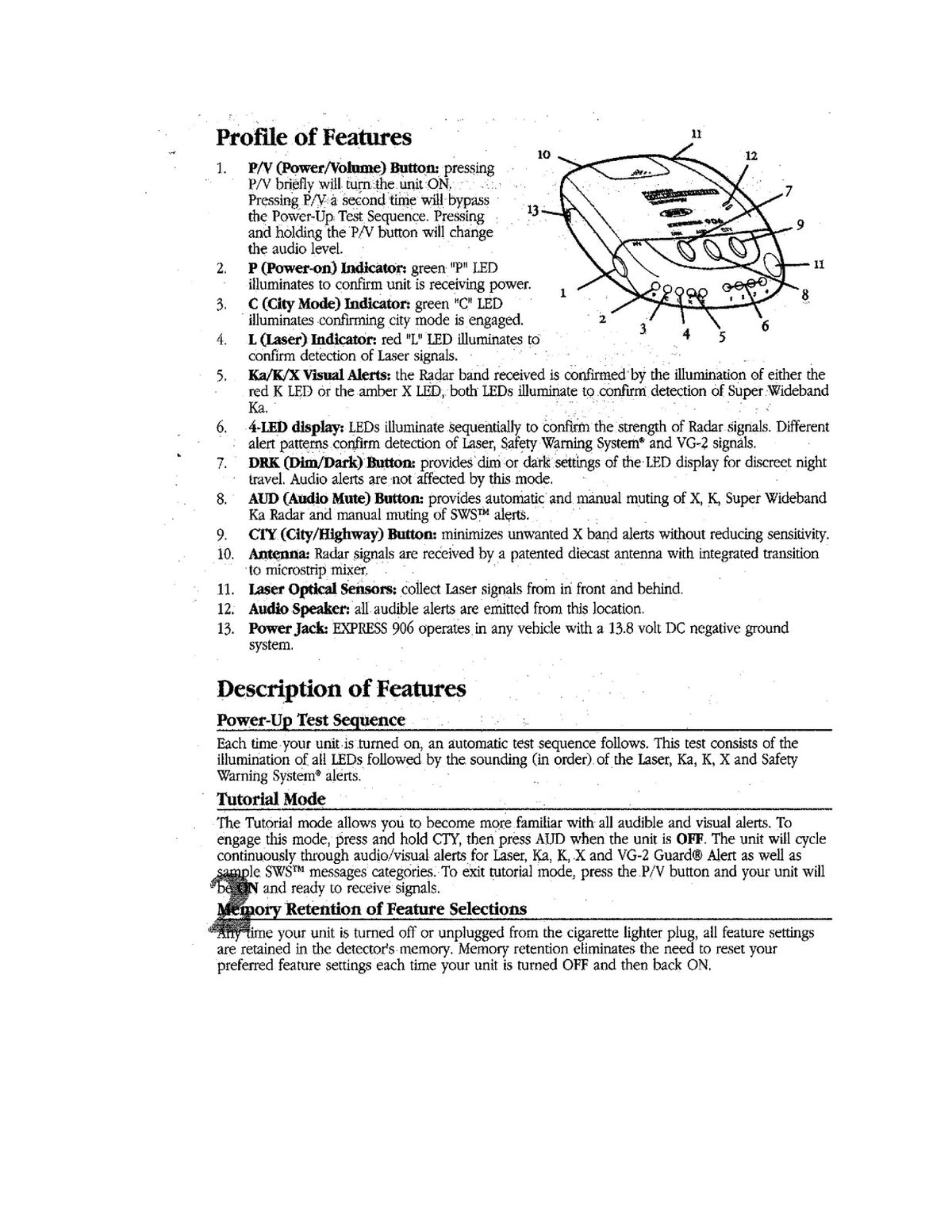 BELTRONICS Express 906 Radar Detector Owners Manual - WIRE BOUND - TOUGH COVERS