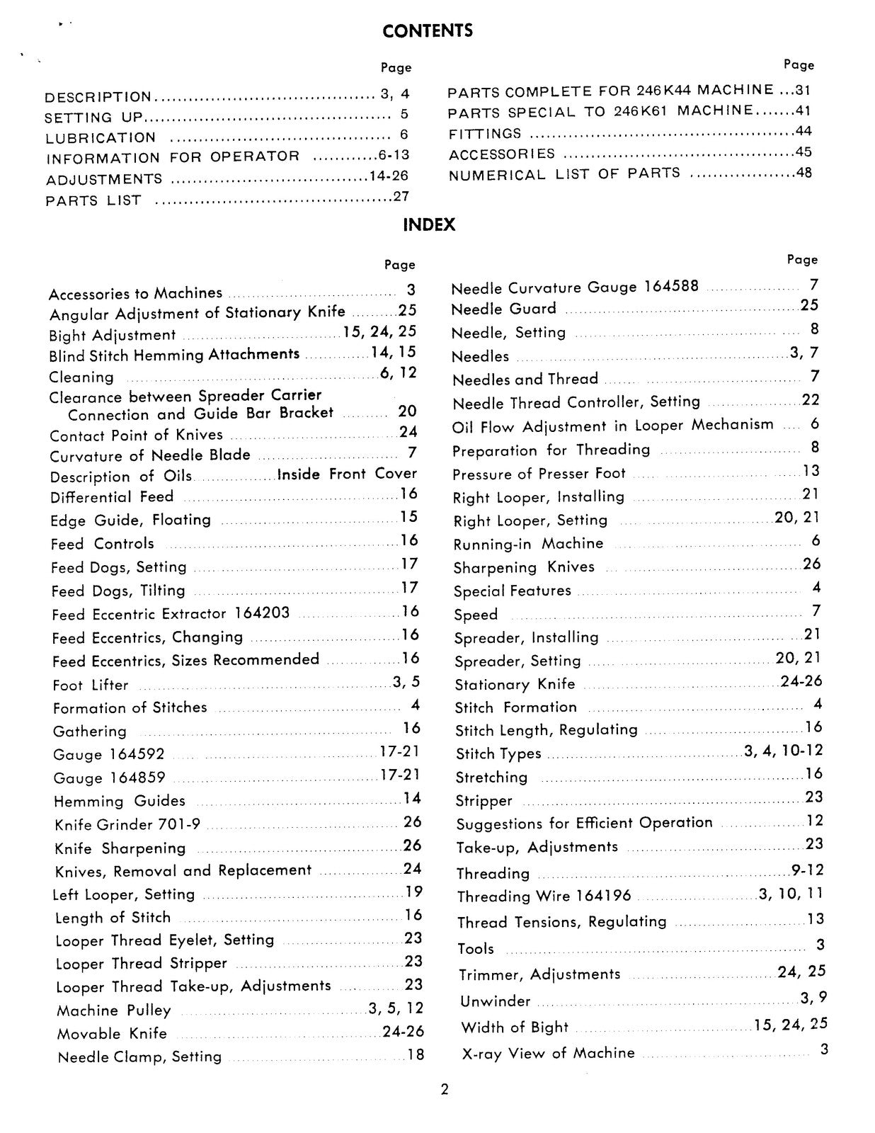 SINGER 246K44 246K61 Sewing Machine Service Manual - WIRE BOUND - TOUGH COVERS