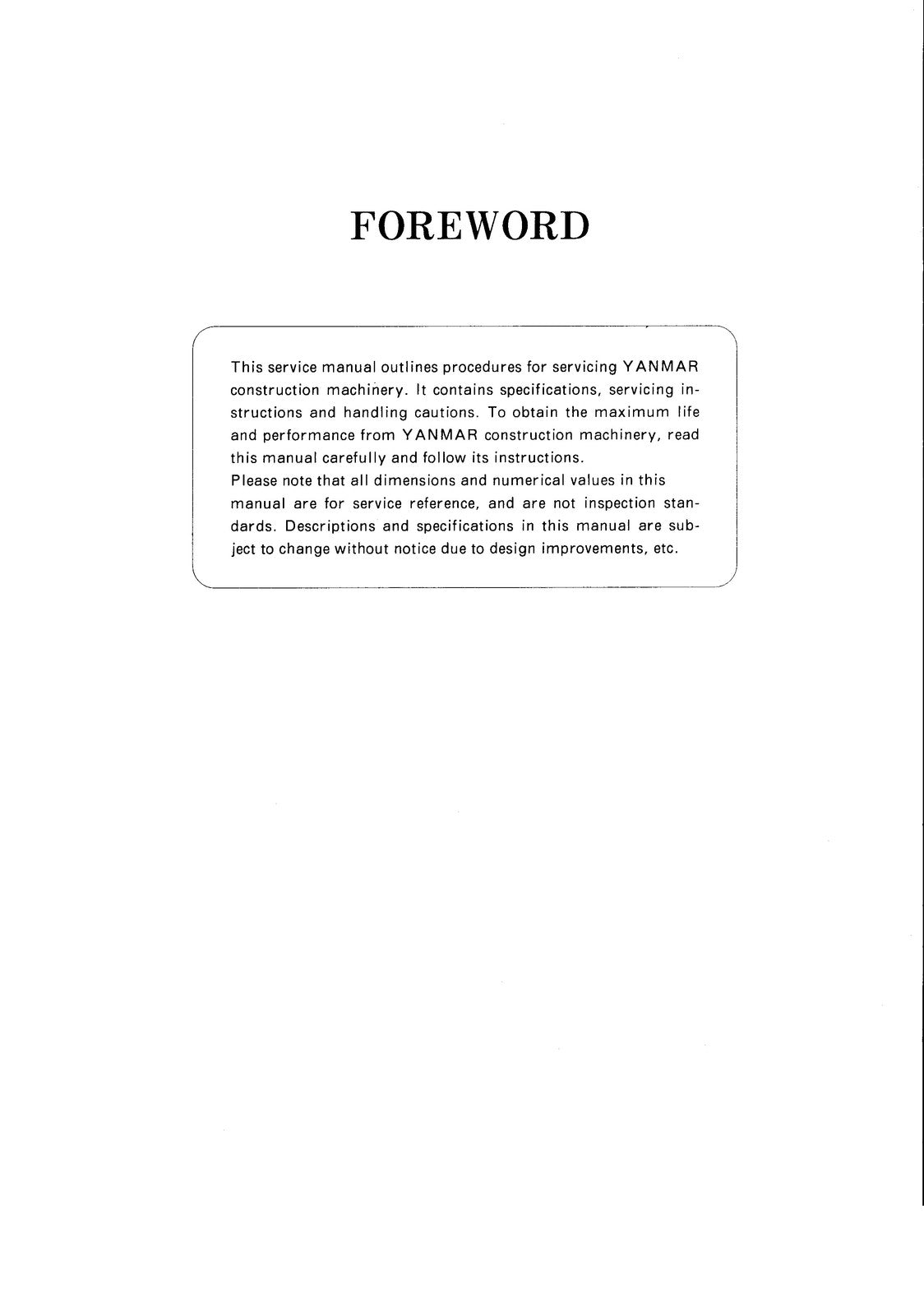 YANMAR ViO50-1 Excavator Service Manual - BOUND - COVERS - XL FOLDOUT PAGES