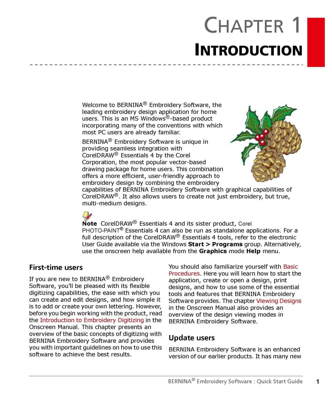 BERNINA Embroidery Software 6 Quick Start Guide Manual - WIRE BOUND - COVERS