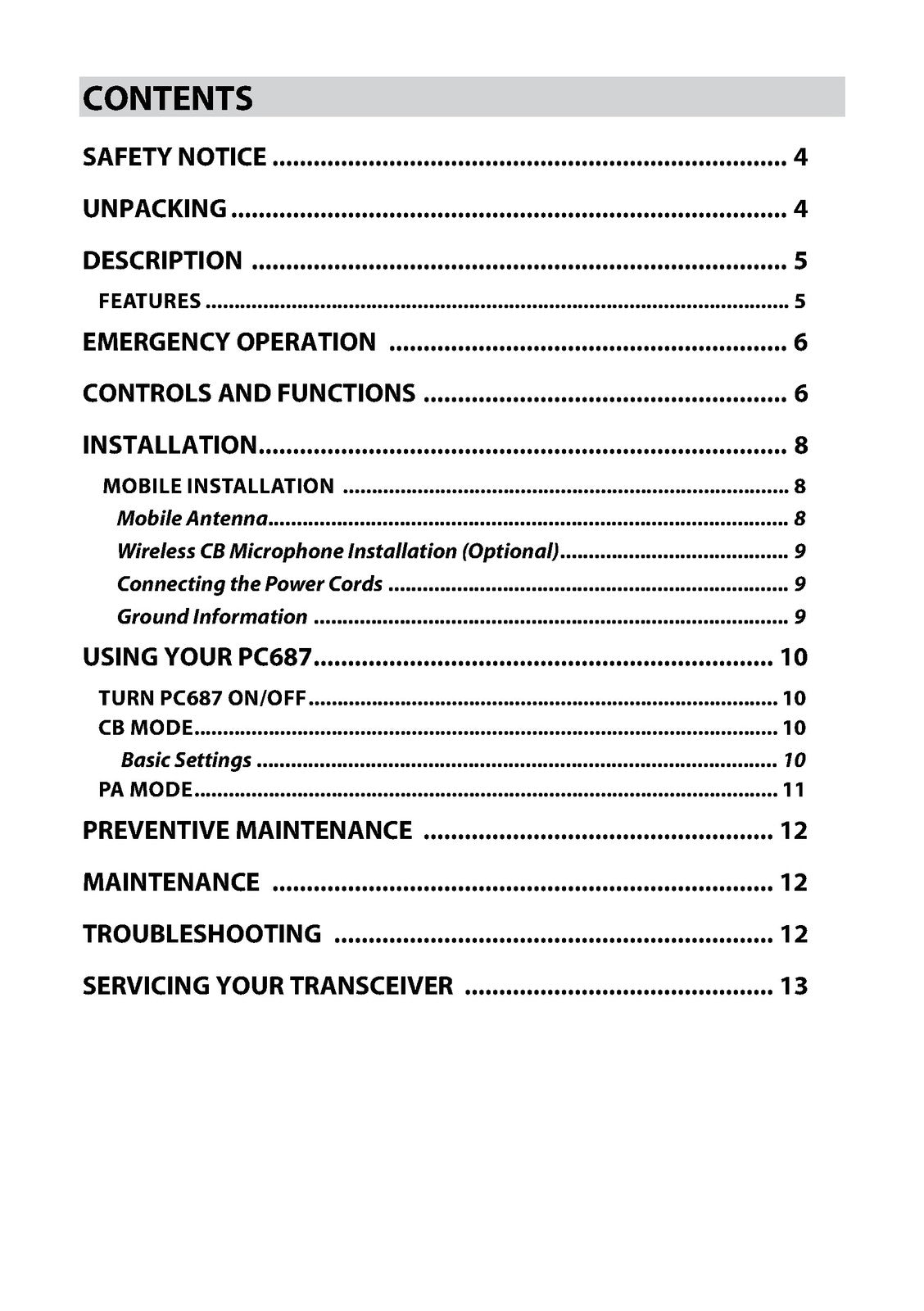 UNIDEN PC687 CB Radio Owners Manual 2013 - STEEL WIRE BOUND - PROTECTIVE COVERS