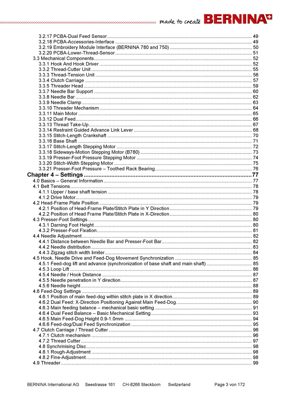 BERNINA 710 750QE 780 Service And Maintenance Manual - WIRE BOUND - TOUGH COVERS