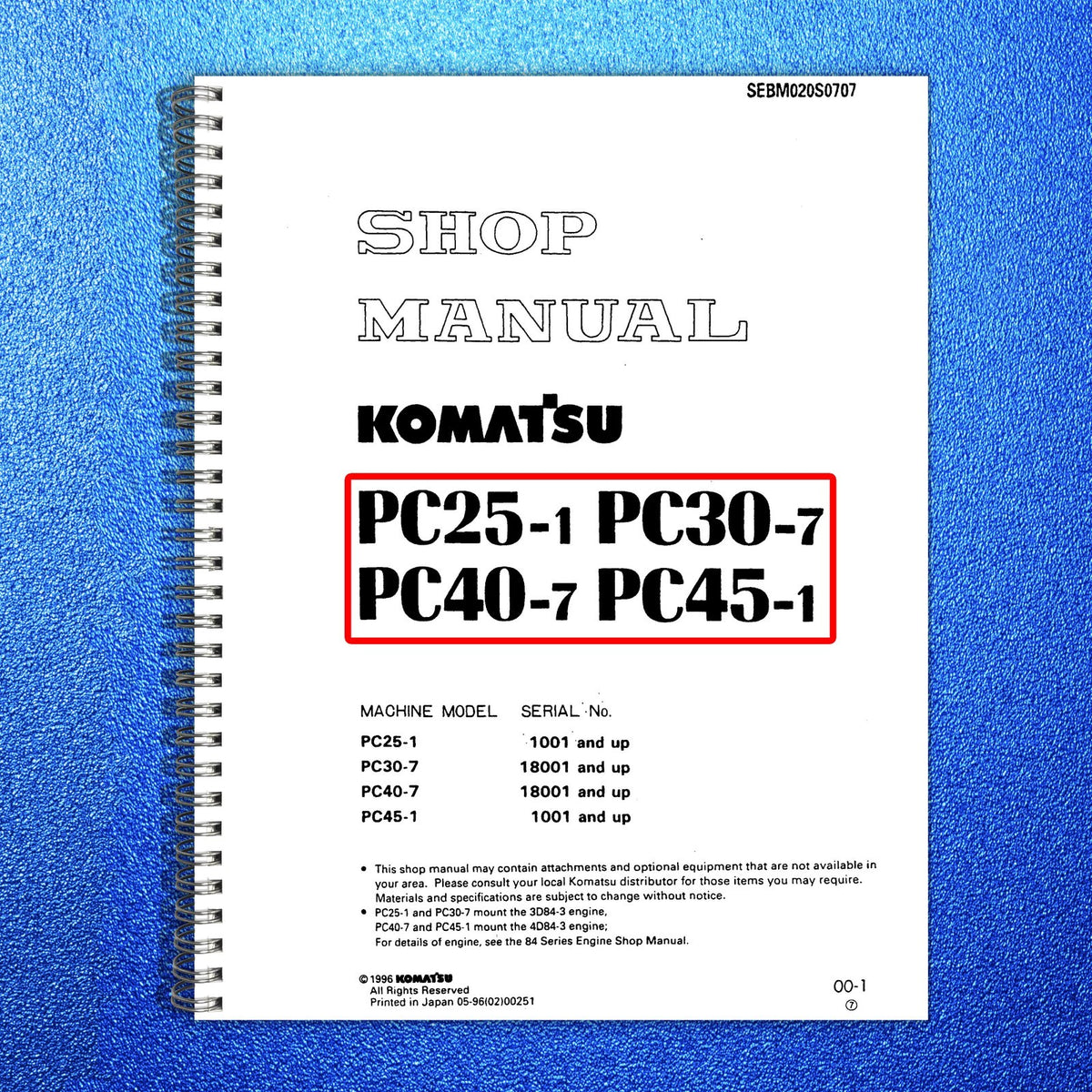 KOMATSU PC25-1/30-7/40-7/45-1 & PC30R-8/35R-8/40R-8/45R-8 Service Manual BUNDLE