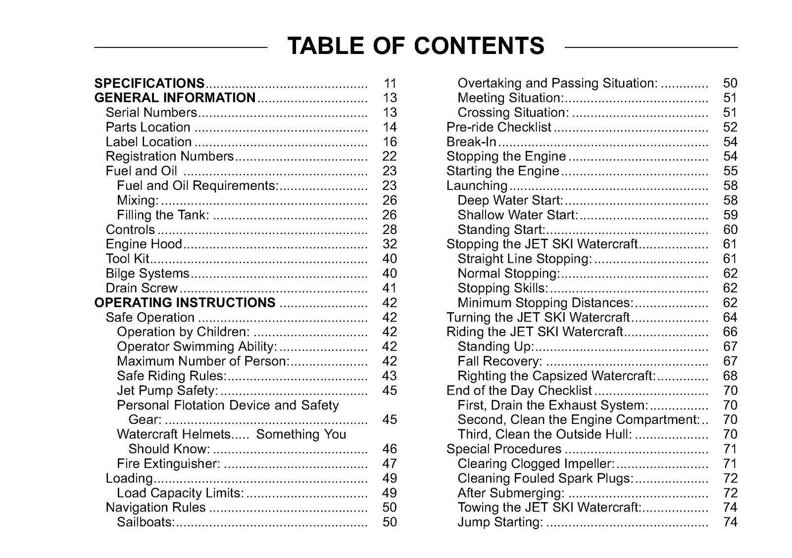 KAWASAKI 800 SX-R Watercraft Owners Manual 2010 - WIRE BOUND - TOUGH COVERS