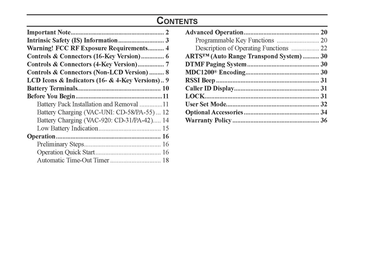 VERTEX STANDARD VX-P820 Series Two-Way Radio Operating Manual - WIRE BOUND