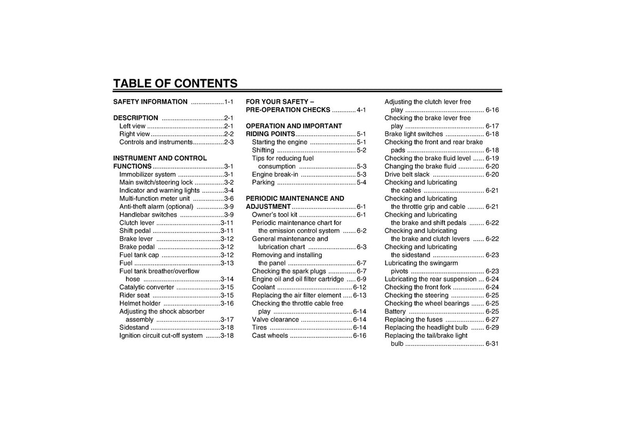 YAMAHA XVS1300A Owners Manual 2010 - STEEL WIRE BOUND - PROTECTIVE COVERS