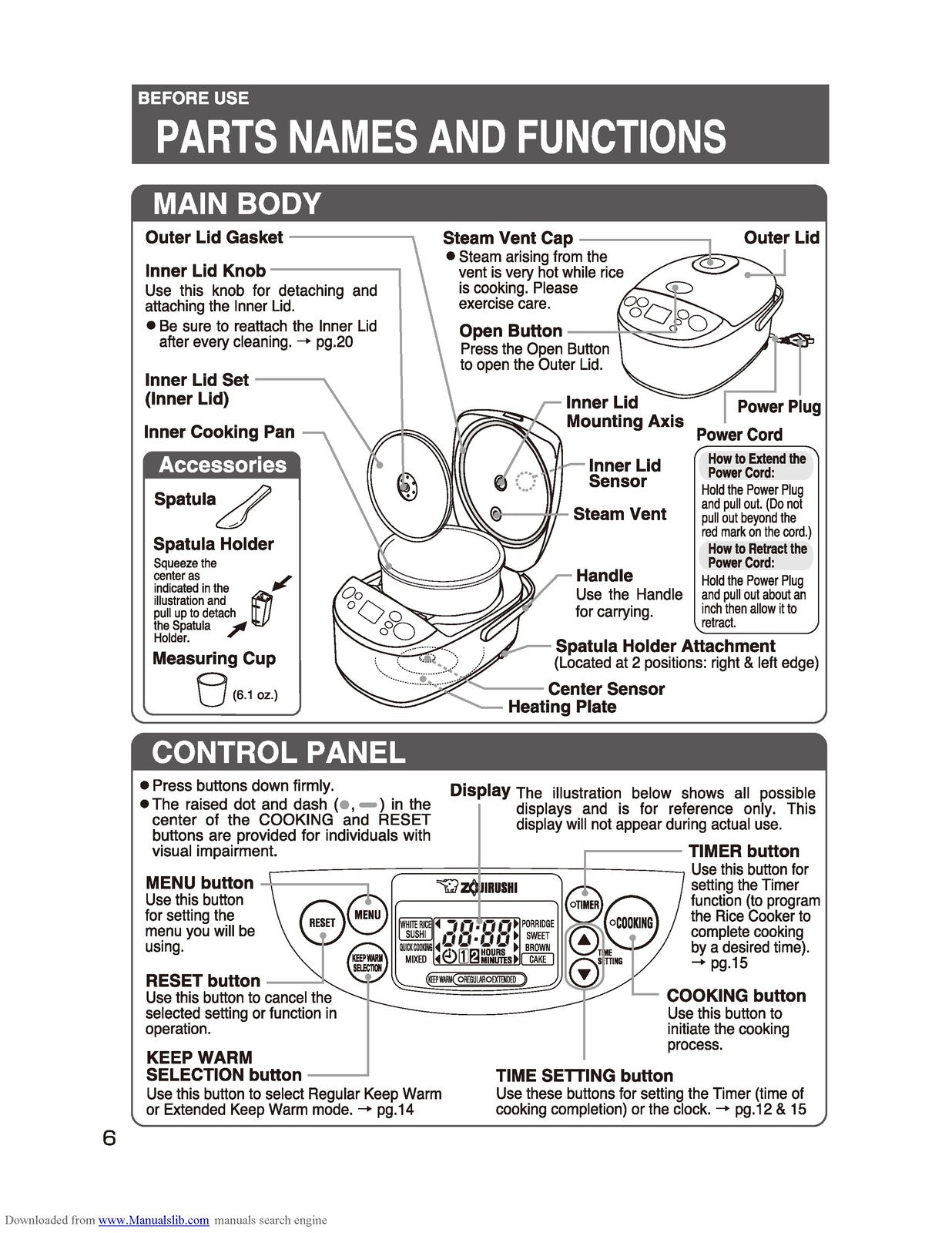 ZOJIRUSHI NS-TGC10 18 Micom Rice Cooker Operating Instructions Manual - BOUND