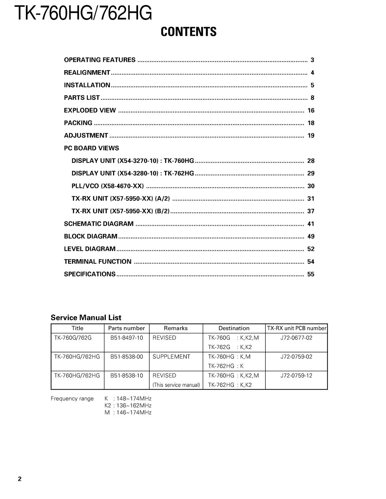 KENWOOD TK-760HG TK-762HG FM Transceiver Service Manual 2000, FOLDOUTS