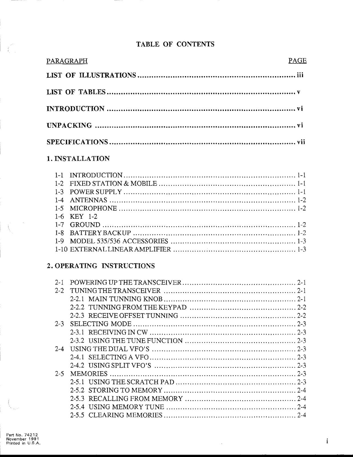 TEN TEC Argonaut II Model 535 Delta II 536 Operators Manual - WIRE BOUND
