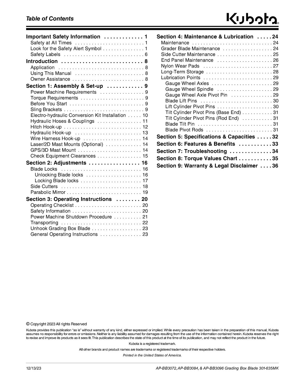 LAND PRIDE BB30 Series Box Blades Operators Manual - WIRE BOUND - TOUGH COVERS