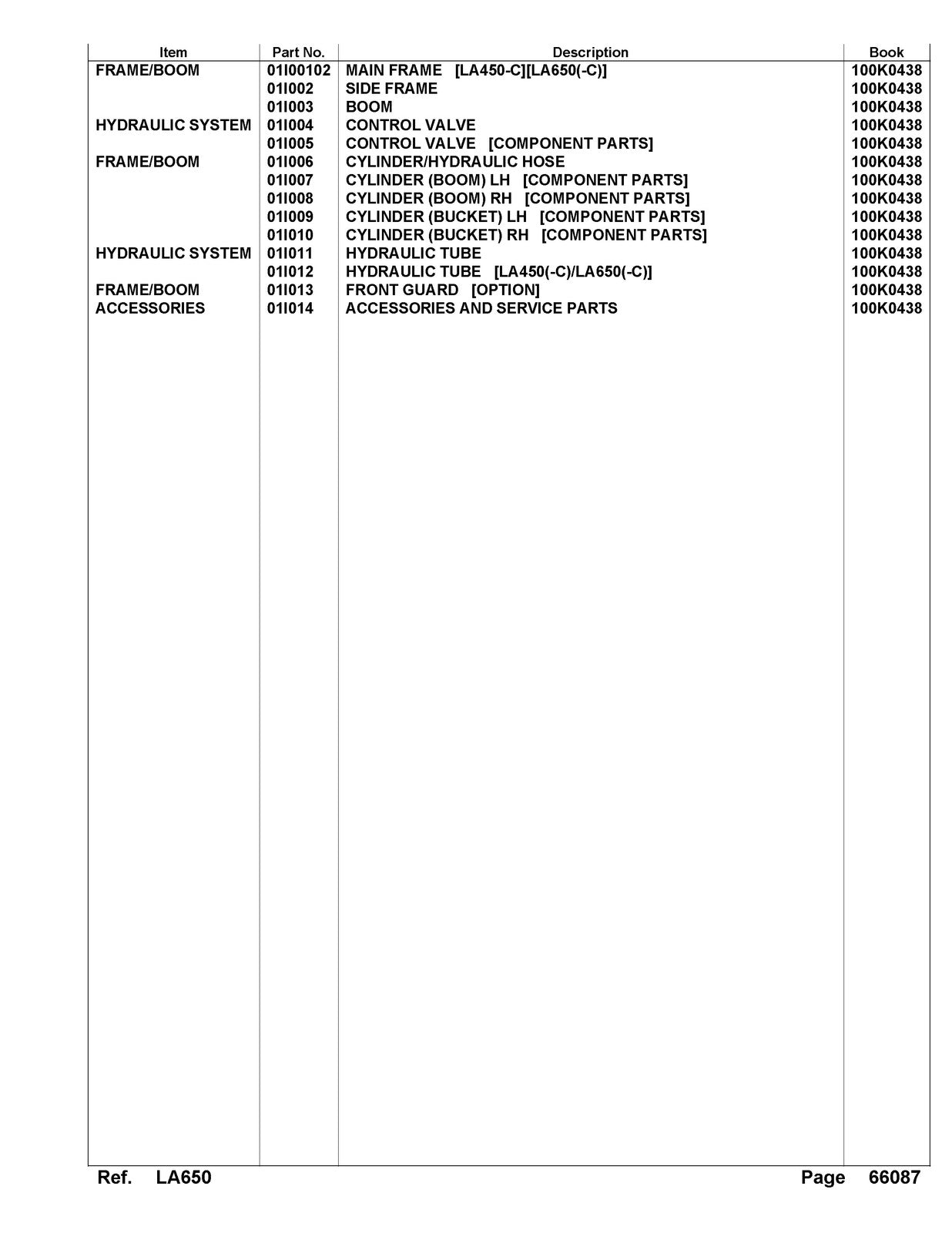 KUBOTA LA650 Loader Illustrated Parts List Manual - WIRE BOUND - TOUGH COVERS