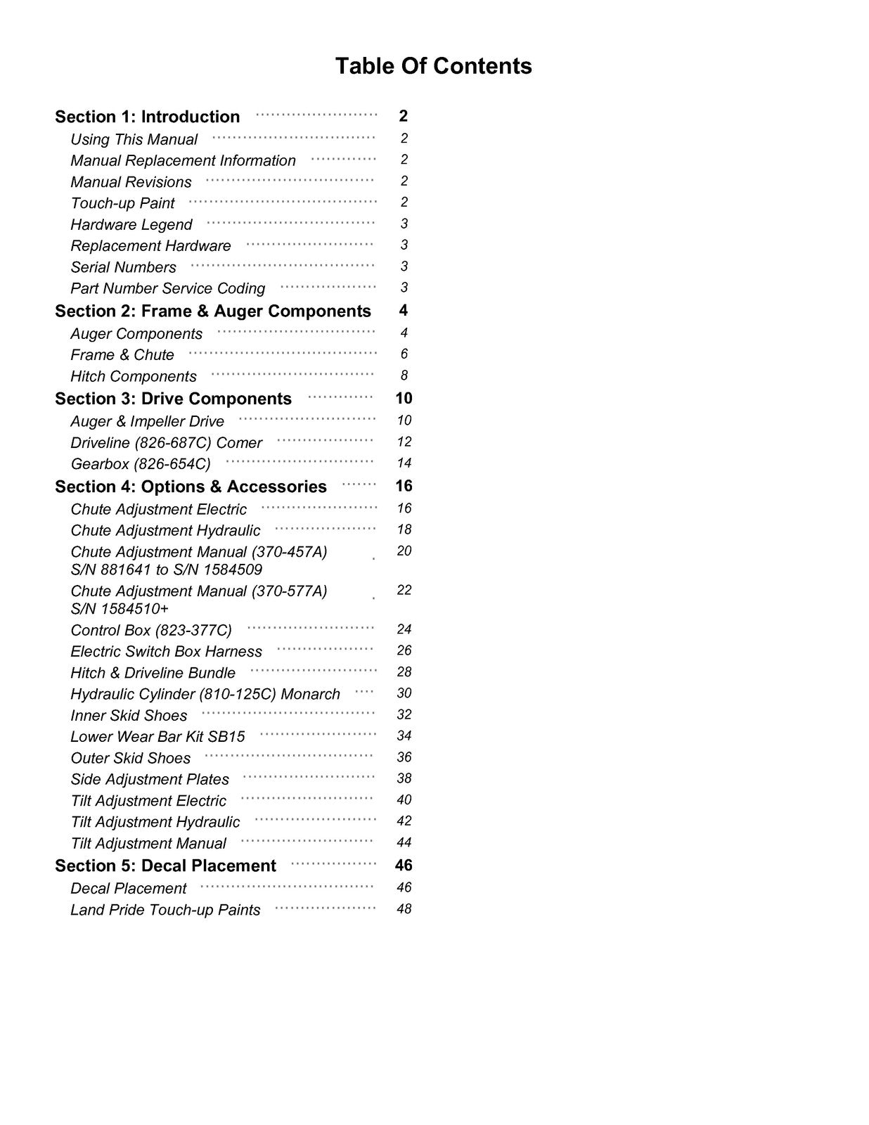LAND PRIDE SB15 Series Snow Blowers Parts Manual 2024 - WIRE BOUND - COVERS