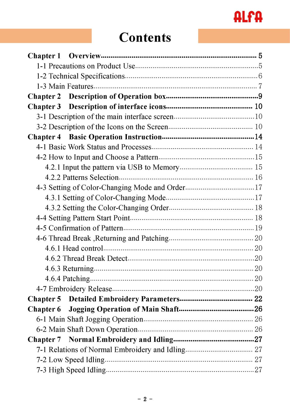 ALFA 12 Thread Embroidery Machine Instruction Manual - WIRE BOUND - TOUGH COVERS