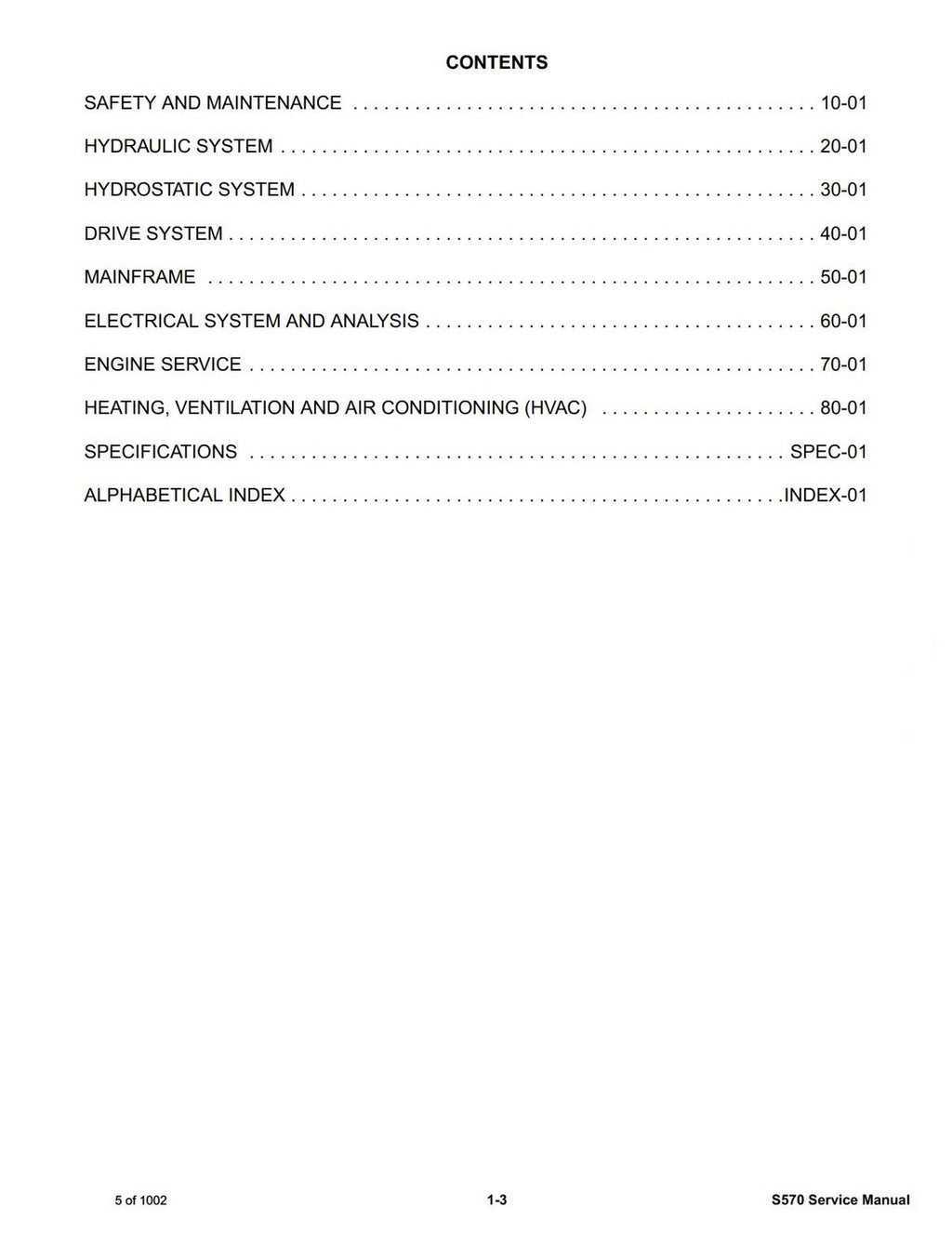 BOBCAT S570 SN ALM411001 and up Service Manual - BOUND - COVERS - XL FOLDOUTS