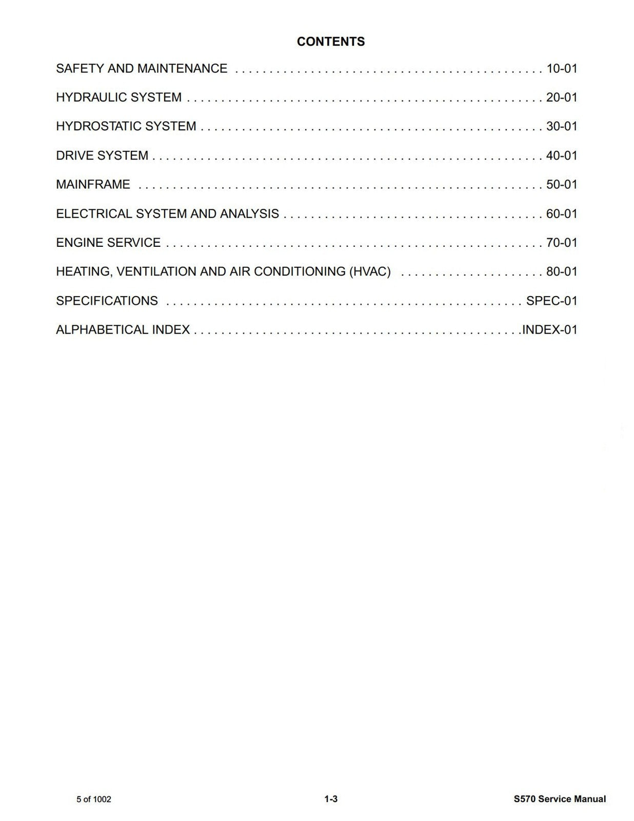 BOBCAT S570 SN ALM411001 and up Service Manual - BOUND - COVERS - XL FOLDOUTS