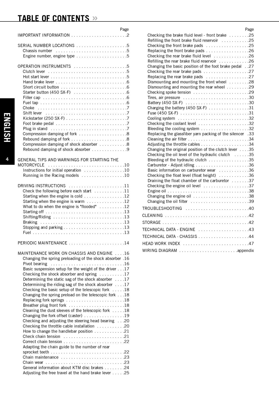 KTM 250 SX-F 450 SX-F Owners Manual 2007 - STEEL WIRE BOUND - PROTECTIVE COVERS
