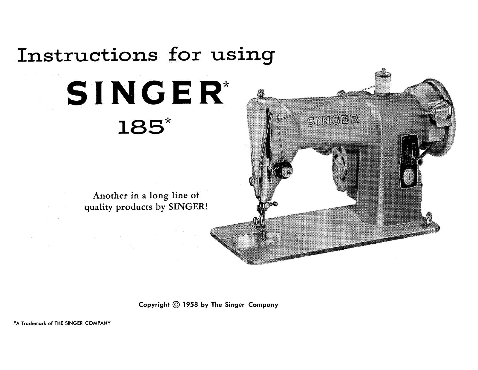 SINGER 185 J&K Instruction Manual - STEEL WIRE BOUND - PROTECTIVE COVERS