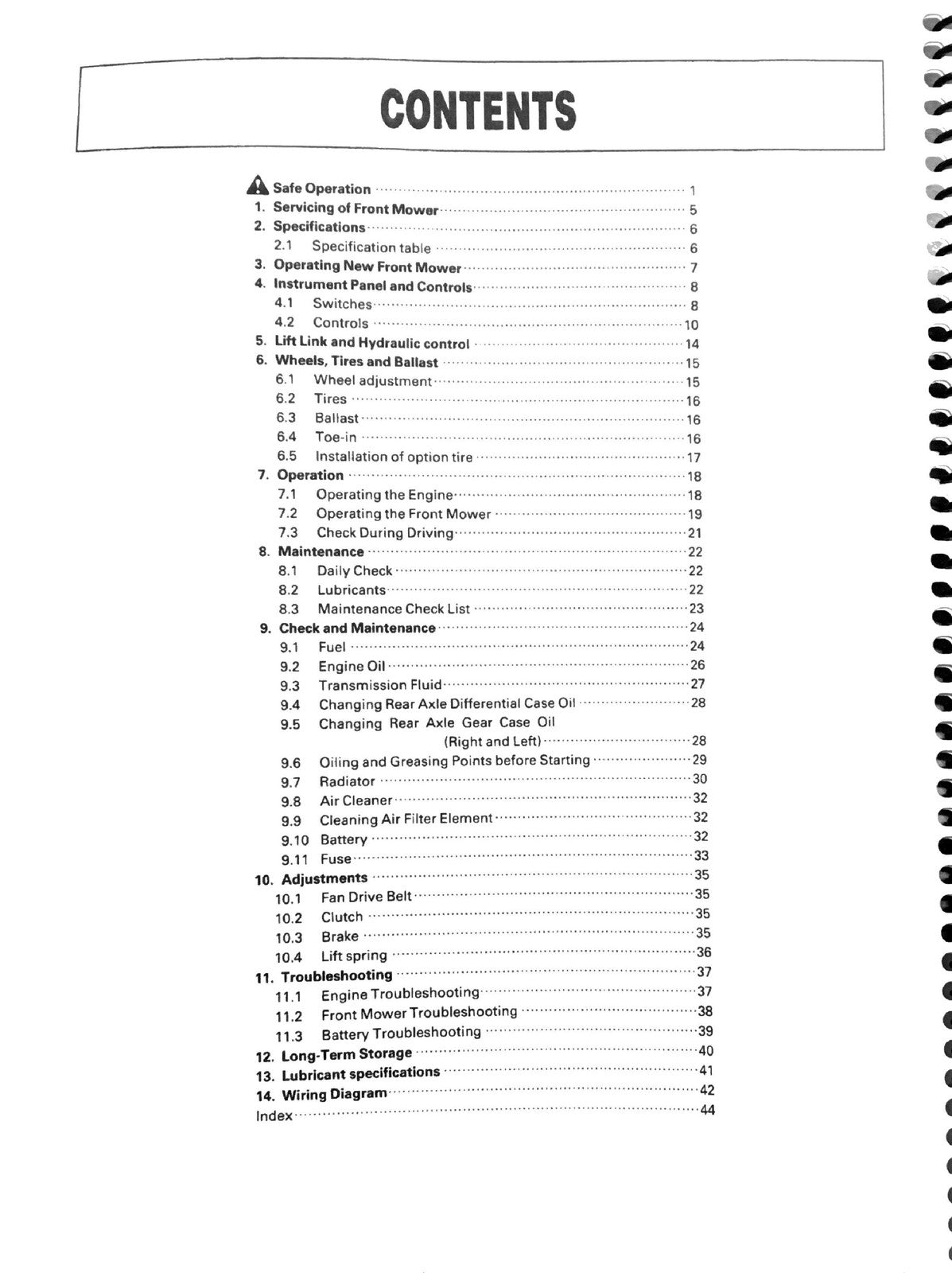 KUBOTA F2100 F2100E F2400 Front Mower Operators Manual - WIRE BOUND - COVERS