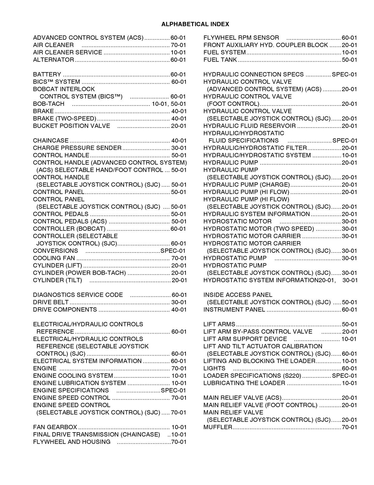 BOBCAT S220 TURBO HIGH FLOW SERVICE MANUAL - BOUND - COVERS - XL FOLDOUT PAGES