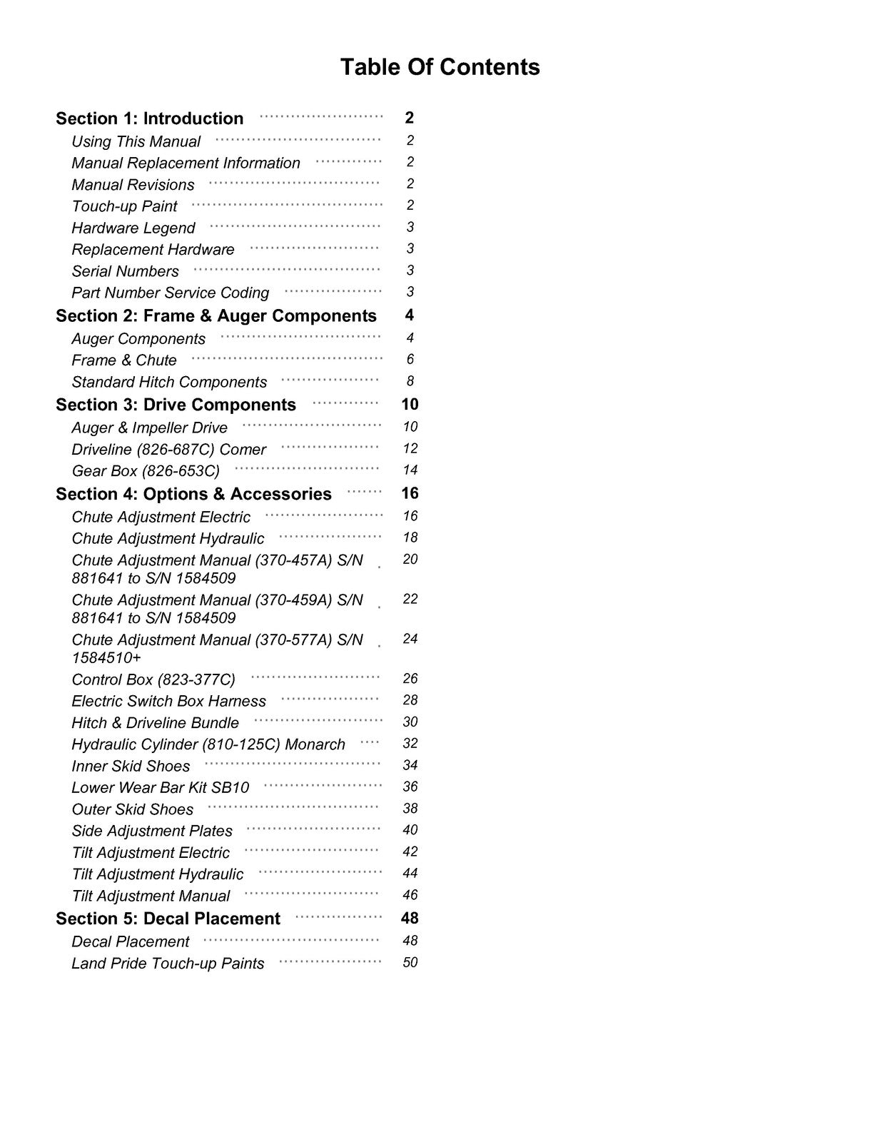 LAND PRIDE SB10 Series Snow Blowers Parts Manual 2024 - WIRE BOUND - COVERS