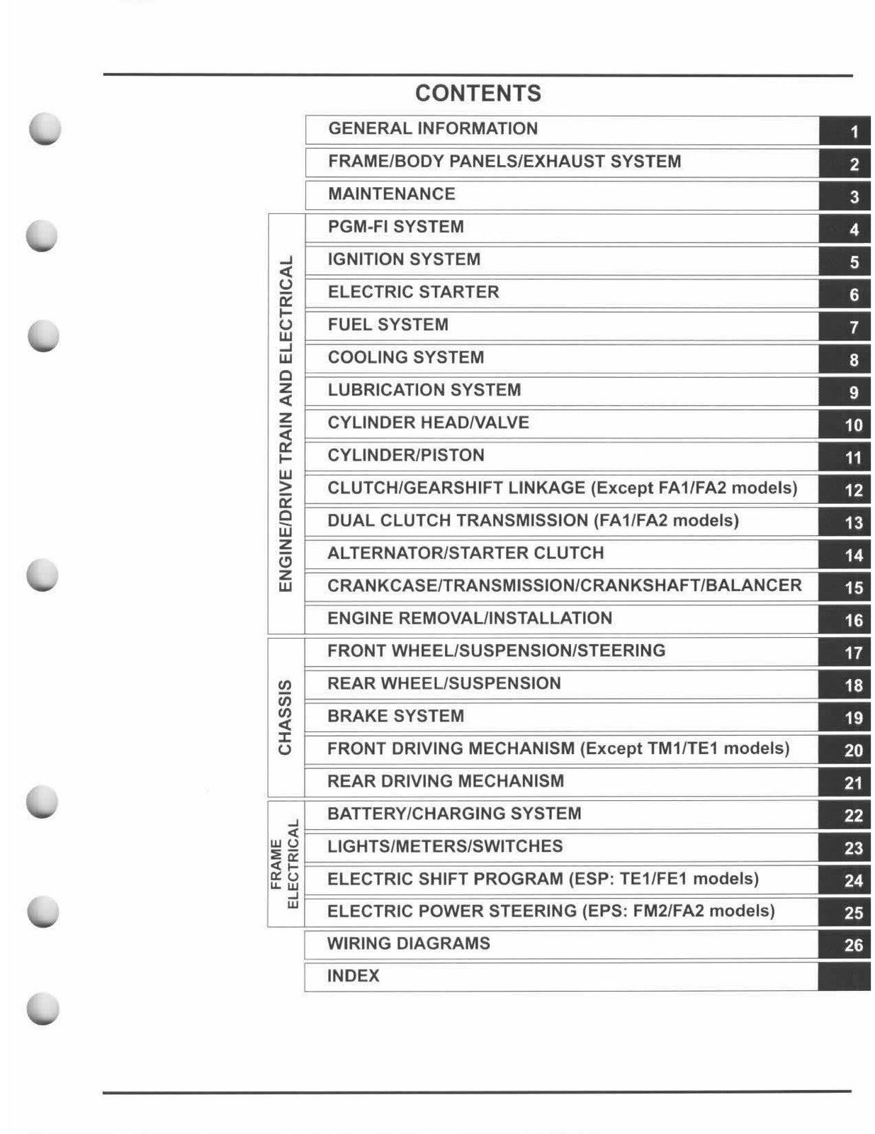 HONDA Rancher 420 TRX420 ATV Service Manual 2014 - BOUND - COVERS - XL FOLDOUTS