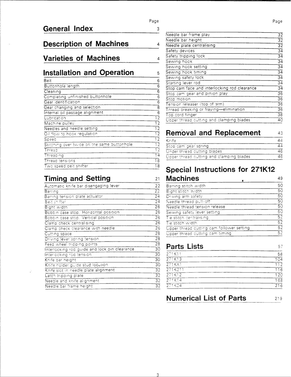 SINGER 271K Sewing Machine Service Manual - STEEL WIRE BOUND - PROTECTIVE COVERS