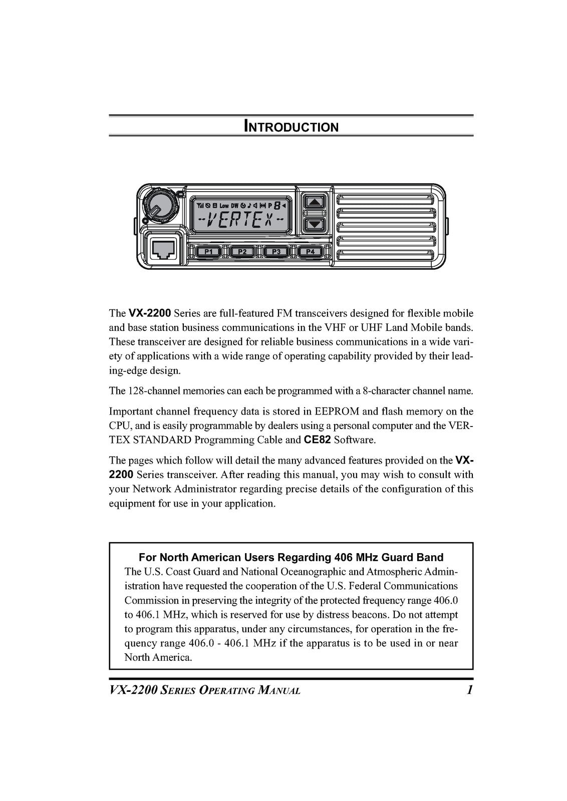VERTEX STANDARD VX-2200 Series FM Transceiver Operating Manual - WIRE BOUND
