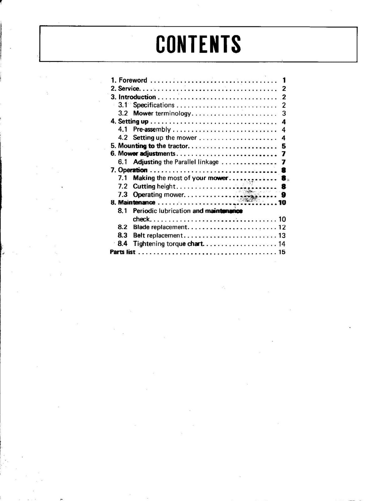 KUBOTA RC40-G RC44-G RC48-G Mower Deck Operators Manual - WIRE BOUND - COVERS