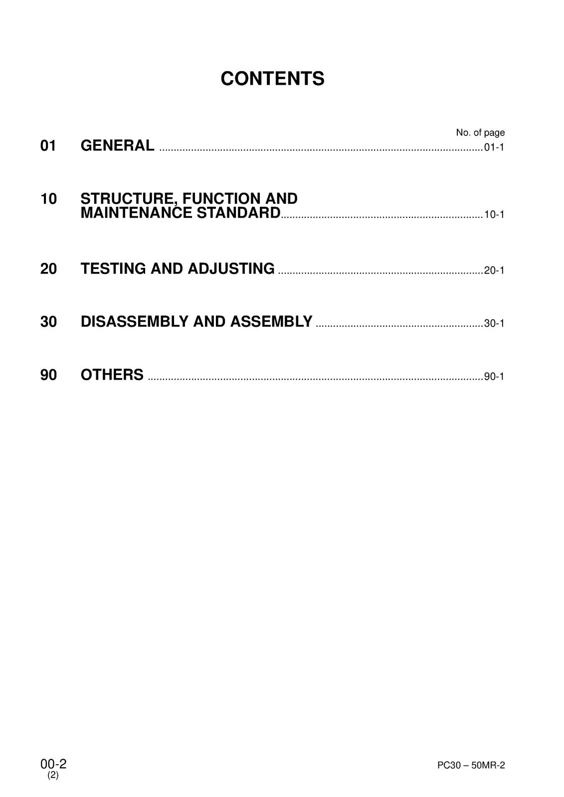 KOMATSU PC27MR-2 PC30MR-2 PC35MR-2 PC40MR-2 PC50MR-2 Workshop Manual, BOUND