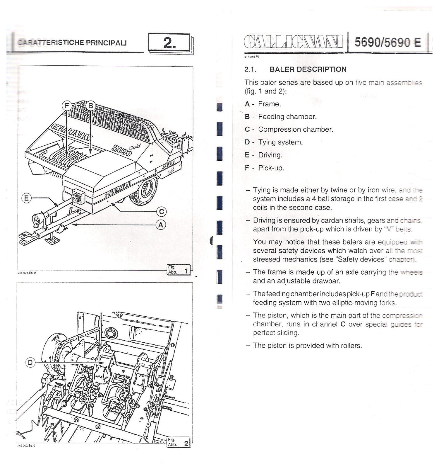 GALLIGNANI 5690 E Baler Operators Manual - STEEL WIRE BOUND - PROTECTIVE COVERS