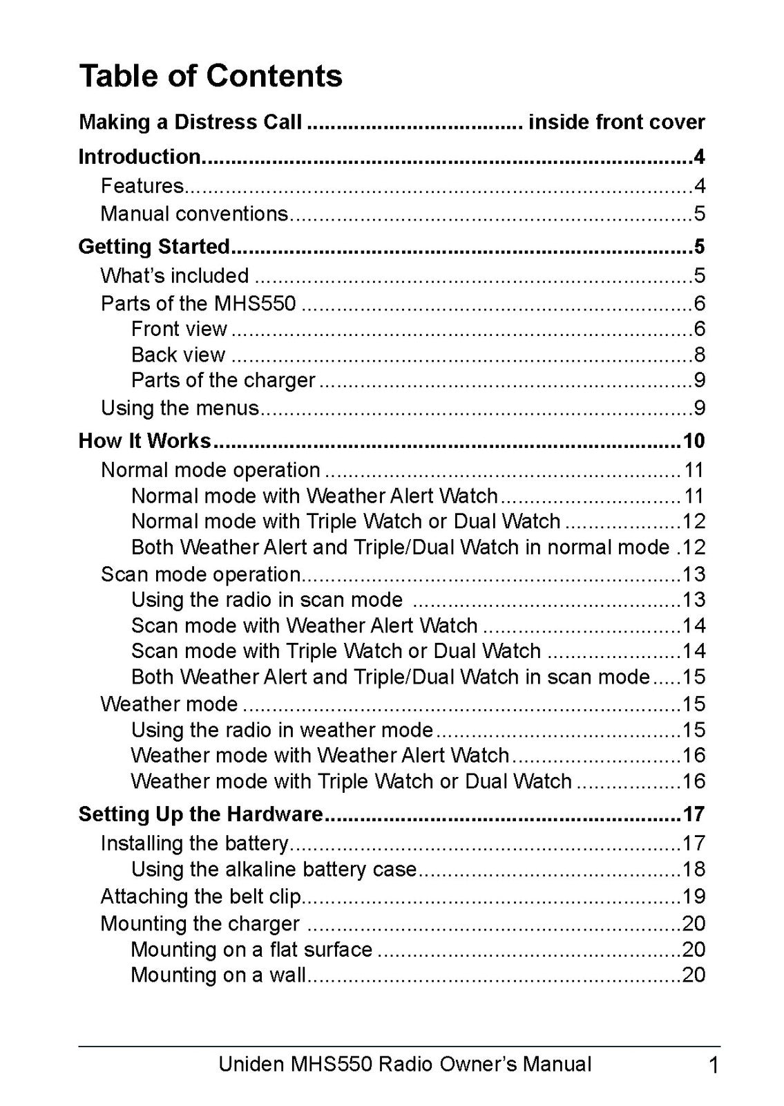 UNIDEN MHS550 Marine VHF Radio Owners Manual - STEEL WIRE BOUND - TOUGH COVERS