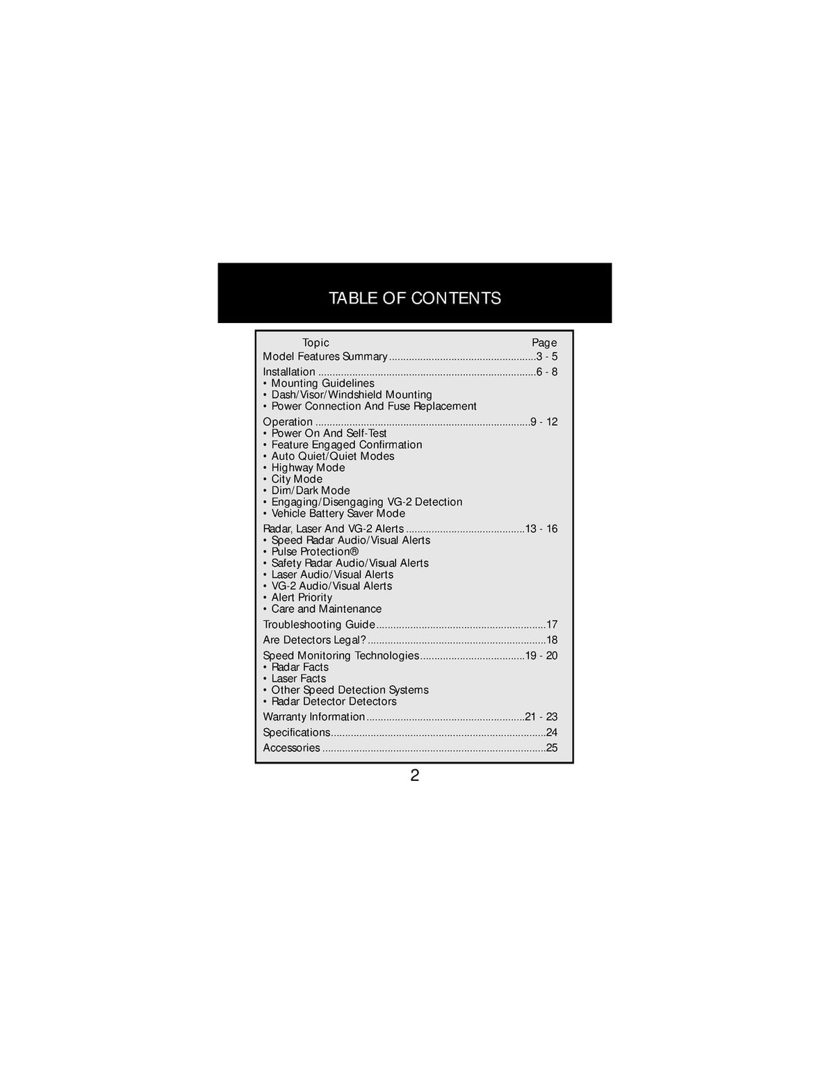 WHISTLER 1650 Series Laser Radar Detector Owners Manual - WIRE BOUND - COVERS
